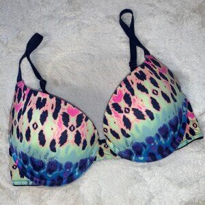 32D Victoria’s Secret PINK vintage wear everywhere push-up bra cheetah bra